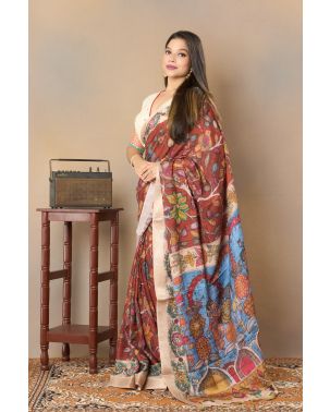 FLORAL PRINT ON TUSSAR SILK DRAPE