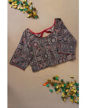 PRINTED BLACK COTTON ALTERABLE BLOUSE