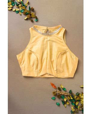CREAMY SOLID RAW SILK ALTERABLE BLOUSE