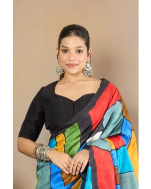 COAL BLACK RAW SILK ALTERABLE BLOUSE