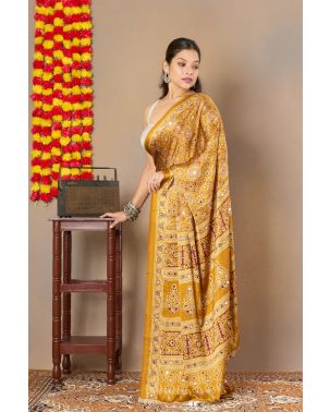 Mirror work printed modal silk