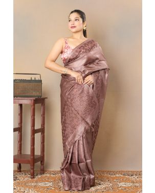 CUTWORK ON PURE TUSSAR SHINE DRAPE