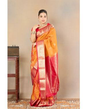 GOLD GLOW ZARI BLOOM SILK DRAPE