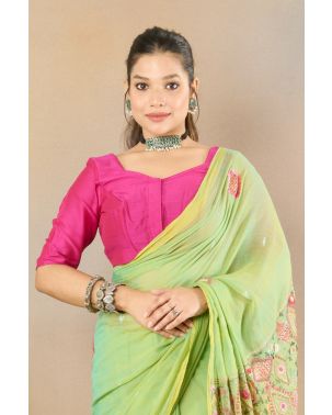 MAGENTA SHINE RAW SILK ALTERABLE BLOUSE