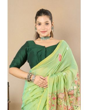 FOREST GREEN RAW SILK ALTERABLE BLOUSE