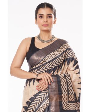 RAVISHING BLACK RAW SILK PARTY WEAR (PADDED)