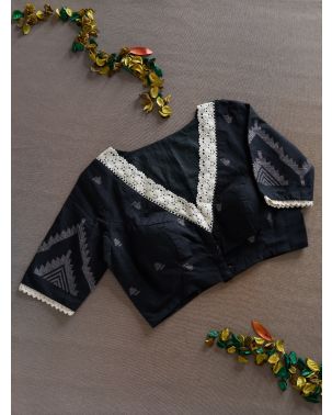 V NECK COTTON JAMDANI BLOUSE