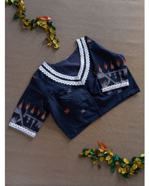 BLACK JAMDANI WEAVE BLOUSE