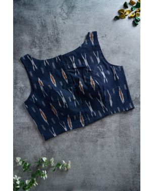Twilight Thread (ALTERABLE BLUE COTTON IKAT BLOUSE)