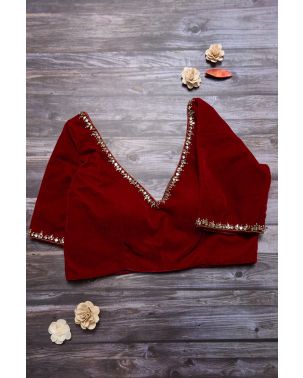 VELVETY MAROON ALTERABLE V NECK BLOUSE