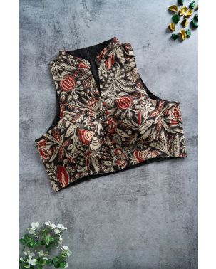 Kalamkari Elegance in Black (ALTERABLE BLOUSE)