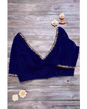 VELVETY ROYAL BLUE ALTERABLE V NECK BLOUSE
