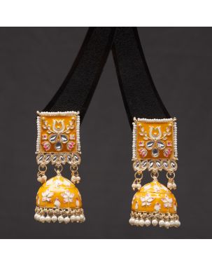 MEENAKARI & PEARL JHUMKI (YELLOW)