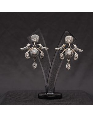 OXIDISED SILVER BIRDS PARADISE EARRING