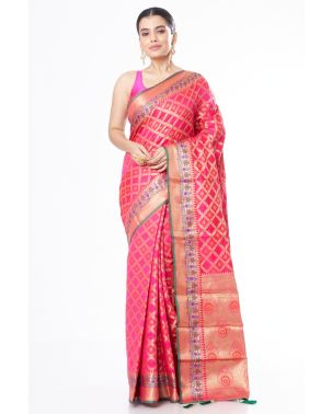 RANI PATOLA WITH ALL OVER BROCADE THREAD WORK, ZARI CONTRAST BORDER, ZARI PALLU & BROCADE BLOUSE PIECE