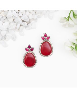 ELEGANT RED AND RUBY STUD EARRING