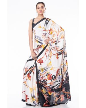 DIGITAL PRINTED MARBLE CHIFFON WITH BLACK CONTRAST BLOUSE PIECE