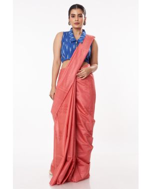 BURNT PEACH GHICHHA SILK, SELF THREAD DESIGN ON PALLU WITH MATCHING BLOUSE PIECE