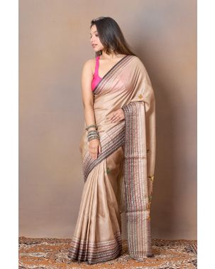COFFEE BROWN TUSSAR EMBROIDERY