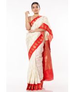 SADA SAREE LAAL PAAR GARAD PAIRED WITH MATTE GOLD COTTON SILK PARTY WEAR BLOUSE(PADDED)